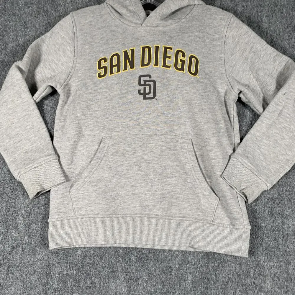 San Diego Padres Hoodie Sweatshirt Boys 8 Gray MLB Baseball New Era Pullover